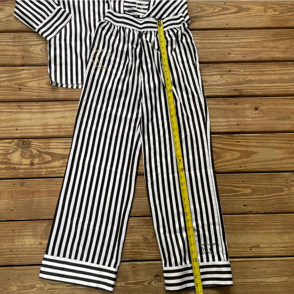 Betsey Johnson Black White Striped Pajama Set Moon Star Sleepwear Size Small - Picture 8 of 16